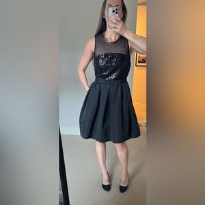 Black sequin illusion neckline formal dress